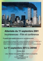 Conférence sur les incohérences de la thèse officielle le 11 septembre à 20h à Lausanne thumbnail